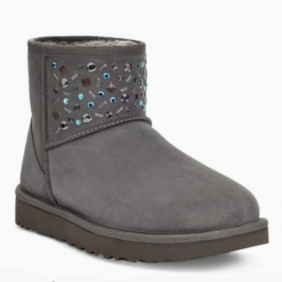 SALE! UGG Classic Mini Stud II Charcoal Boots - Picture 8 of 13
